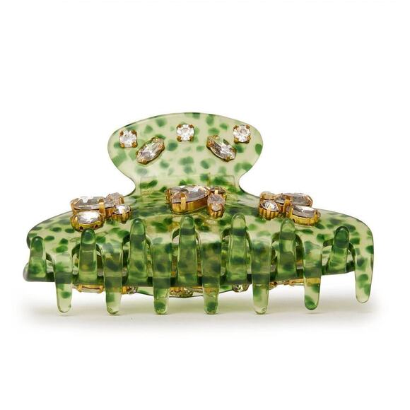 Lele Sadoughi 14k Gold Crystal Acetate Claw Clip Green NWT - Picture 4 of 11